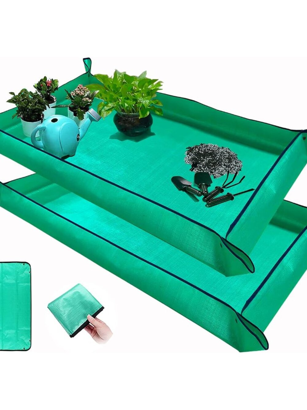2 PCS Plant Repotting Mat for Indoor Plants, 43" X 29" Thickened Foldable Waterp